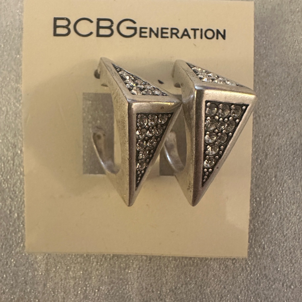 BCBGeneration Metallic Silver Geometric Earrings